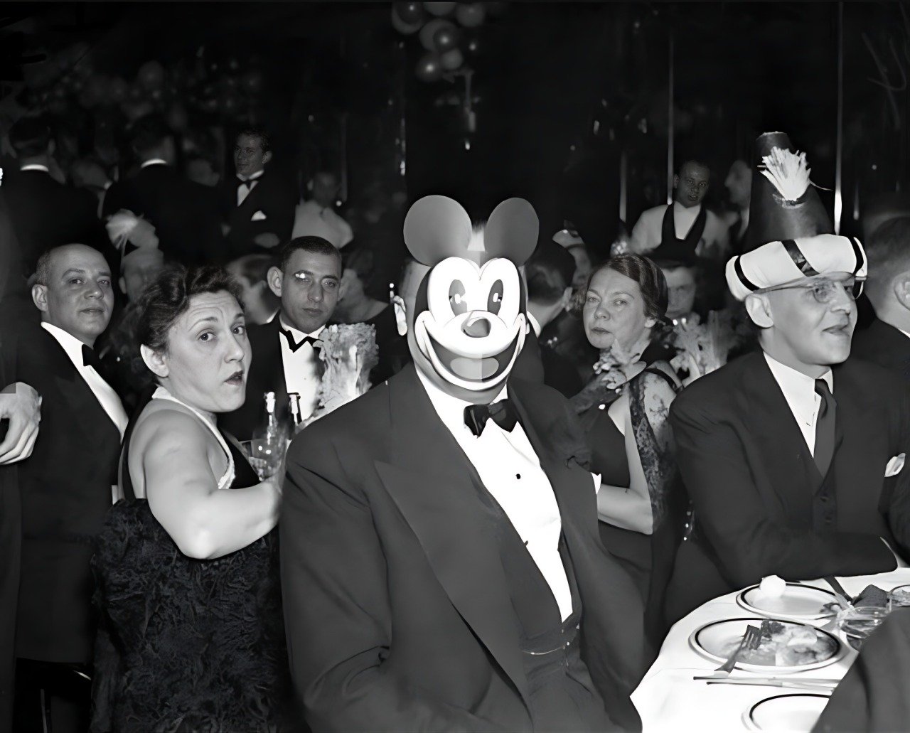 The Mickey Mask at the Nightclub Table
