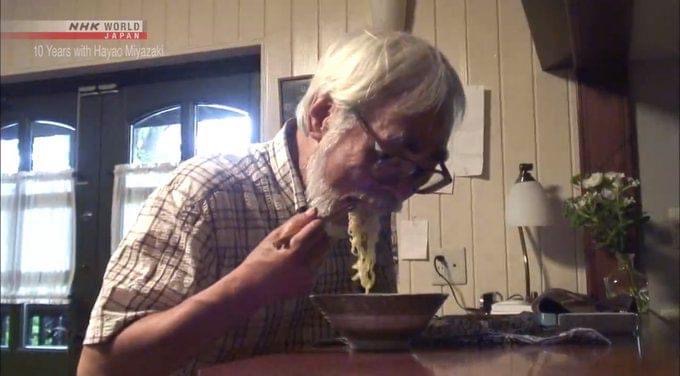 Miyazaki Eating Noodles