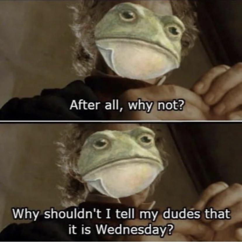 Why Shouldn't I Tell My Dudes That It Is Wednesday