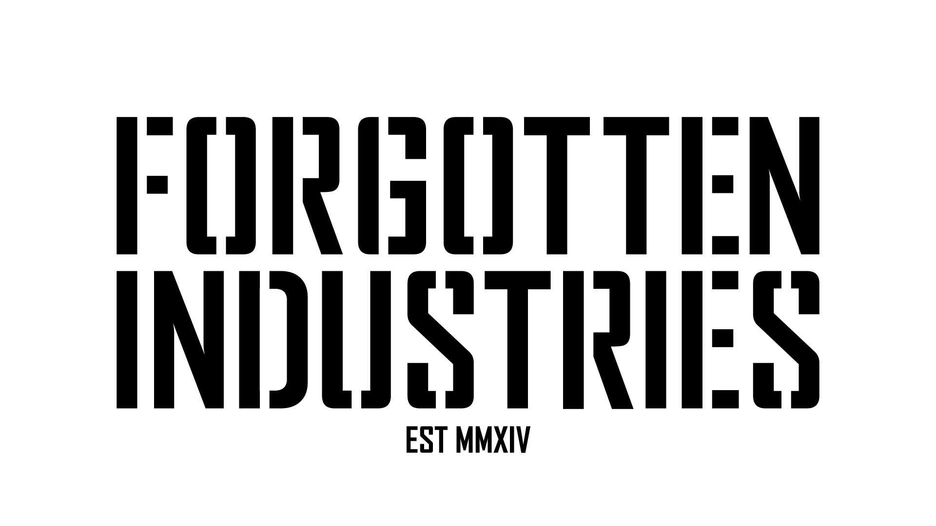 Forgotten Industries logo, EST MMXIV